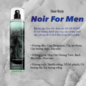 BODY MIST DEAR BODY 236ml - XỊT THƠM TOÀN THÂN - Dành Cho Nam - NOIR FOR MEN