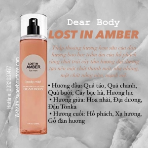 BODY MIST DEAR BODY 236ml - XỊT THƠM TOÀN THÂN - Dành Cho Nam - LOST IN AMBER FOR ME