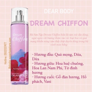 BODY MIST DEAR BODY 236ml - XỊT THƠM TOÀN THÂN - DÀNH CHO NỮ - DREAM CHIFFON