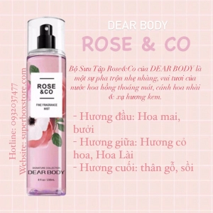 BODY MIST DEAR BODY 236ml - XỊT THƠM TOÀN THÂN - DÀNH CHO NỮ - ROSE & CO
