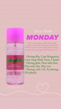 BODY MIST DEAR BODY 250ml - XỊT THƠM TOÀN THÂN 7 NGÀY - MONDAY
