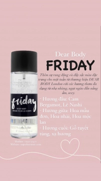 BODY MIST DEAR BODY 250ml - XỊT THƠM TOÀN THÂN 7 NGÀY - FRIDAY