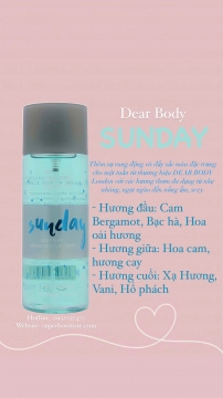 BODY MIST DEAR BODY 250ml - XỊT THƠM TOÀN THÂN 7 NGÀY - SUNDAY