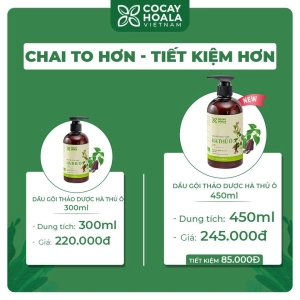 Dầu gội thảo dược Hà thủ ô Cân Bằng Sắc Tố Melanin Cocayhoala 450g Ha Chi Organic